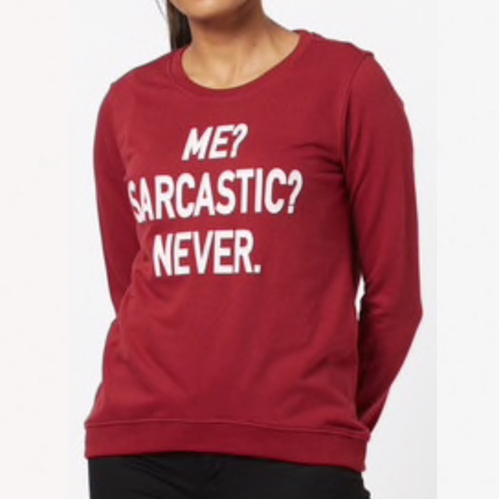 Burgandy/deep red Sz Xl Graphic Crewneck Sweatshirt - Sarcastic Never